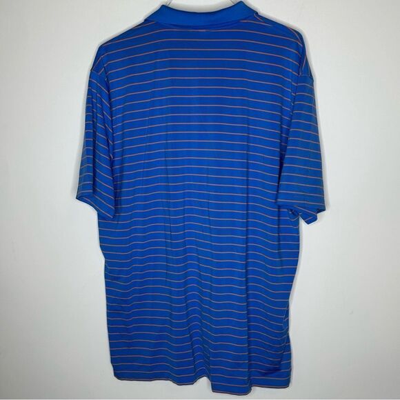 Peter Millar Summer Comfort XL Short Sleeve Blue and Orange Striped Golf Polo - Picture 4 of 6